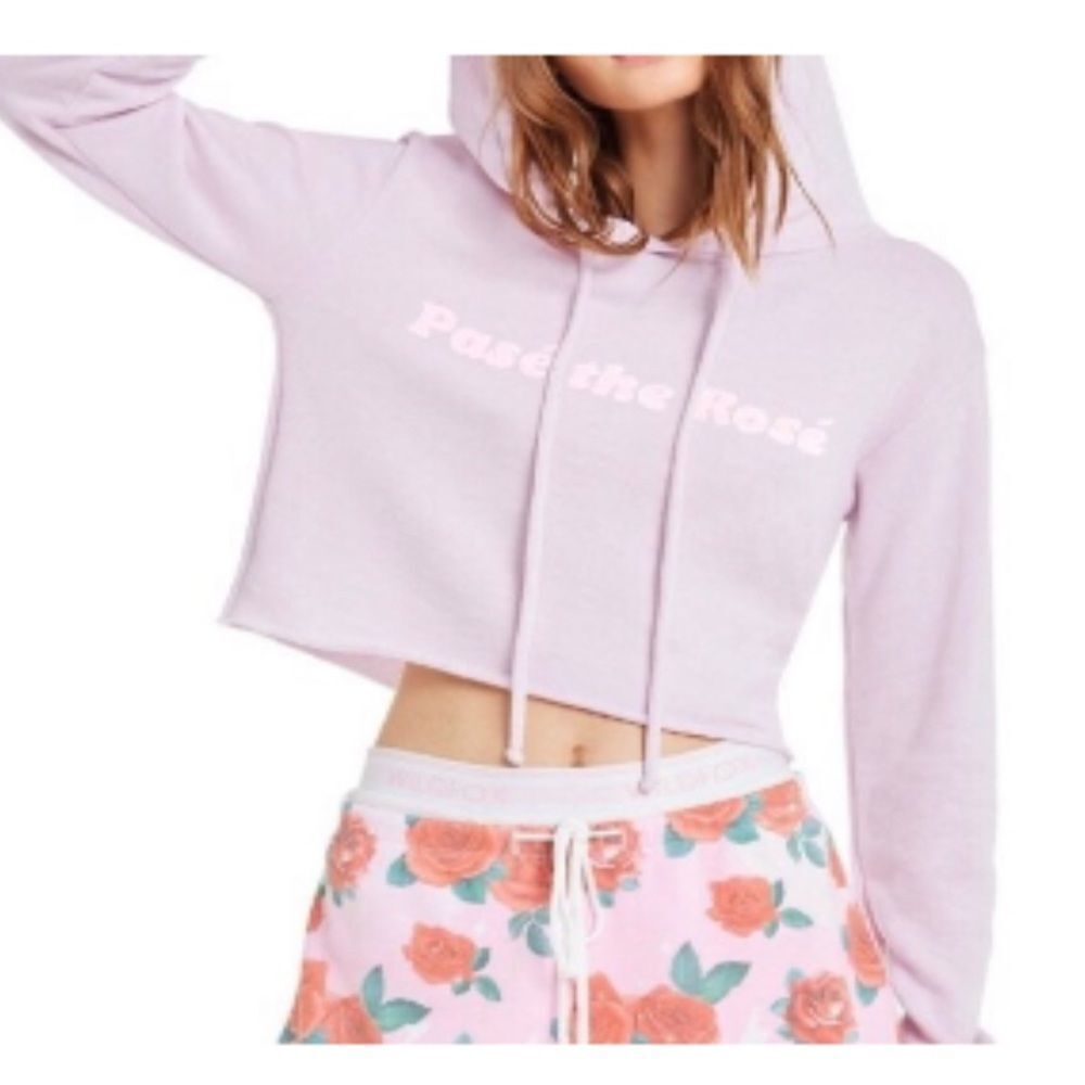 WILDFOX Pasé The Rosé Ivy Hoodie Crop NWT S